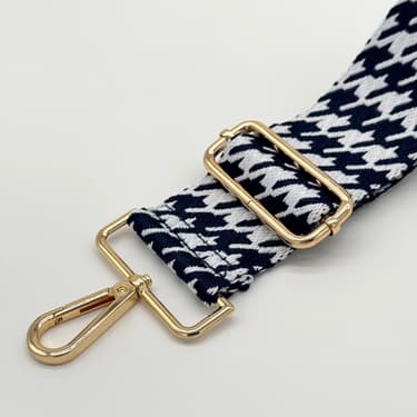 Navy Houndstooth Bag Strap